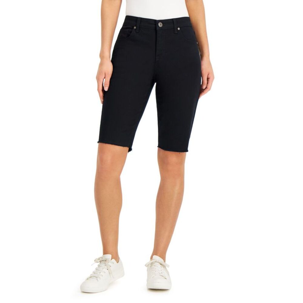 Style & Co Womens Curvy Raw Edge Bermuda Shorts